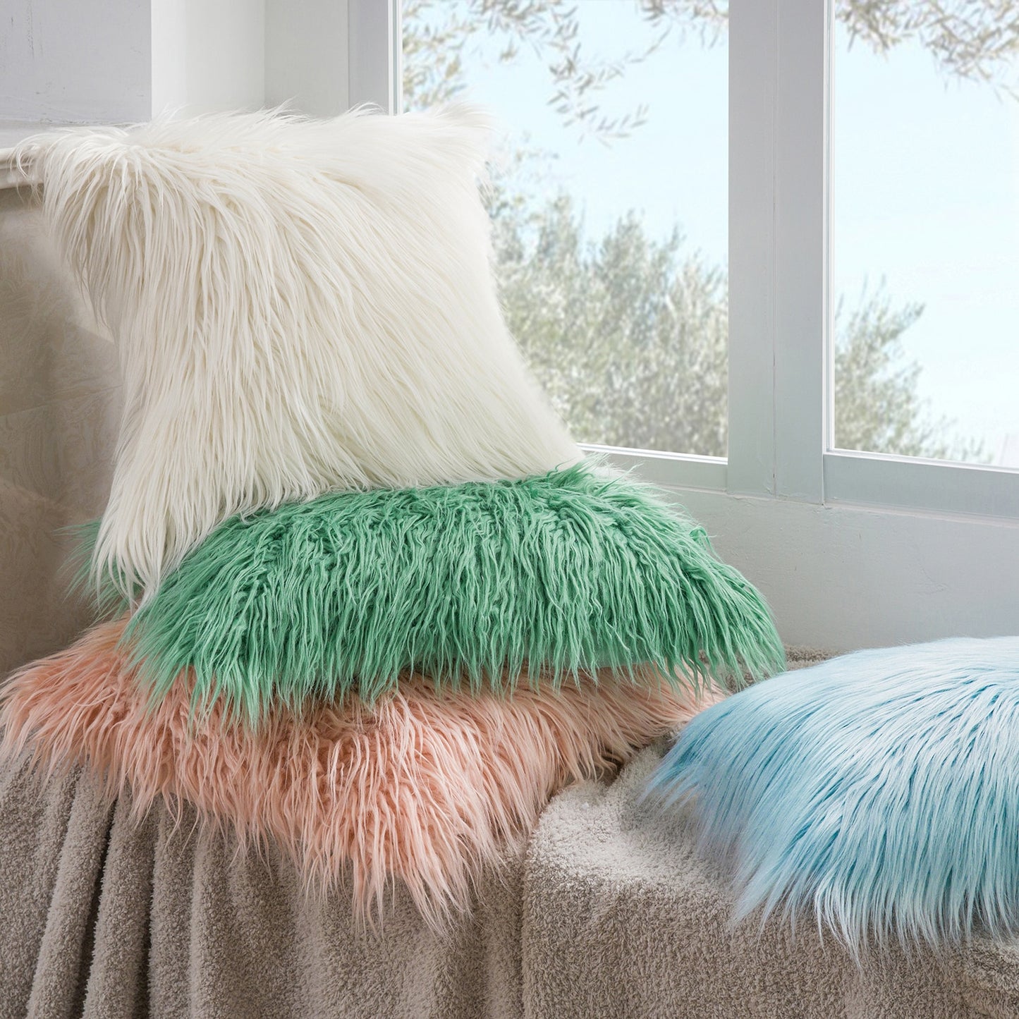 Set Of Fur Throw Pillow Covers