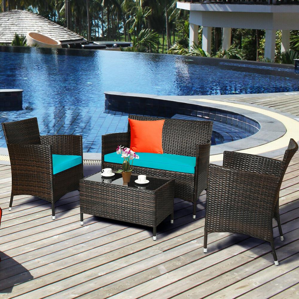 4 Piece Rattan Patio Set