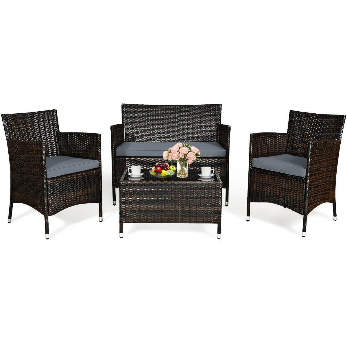 4 Piece Rattan Patio Set