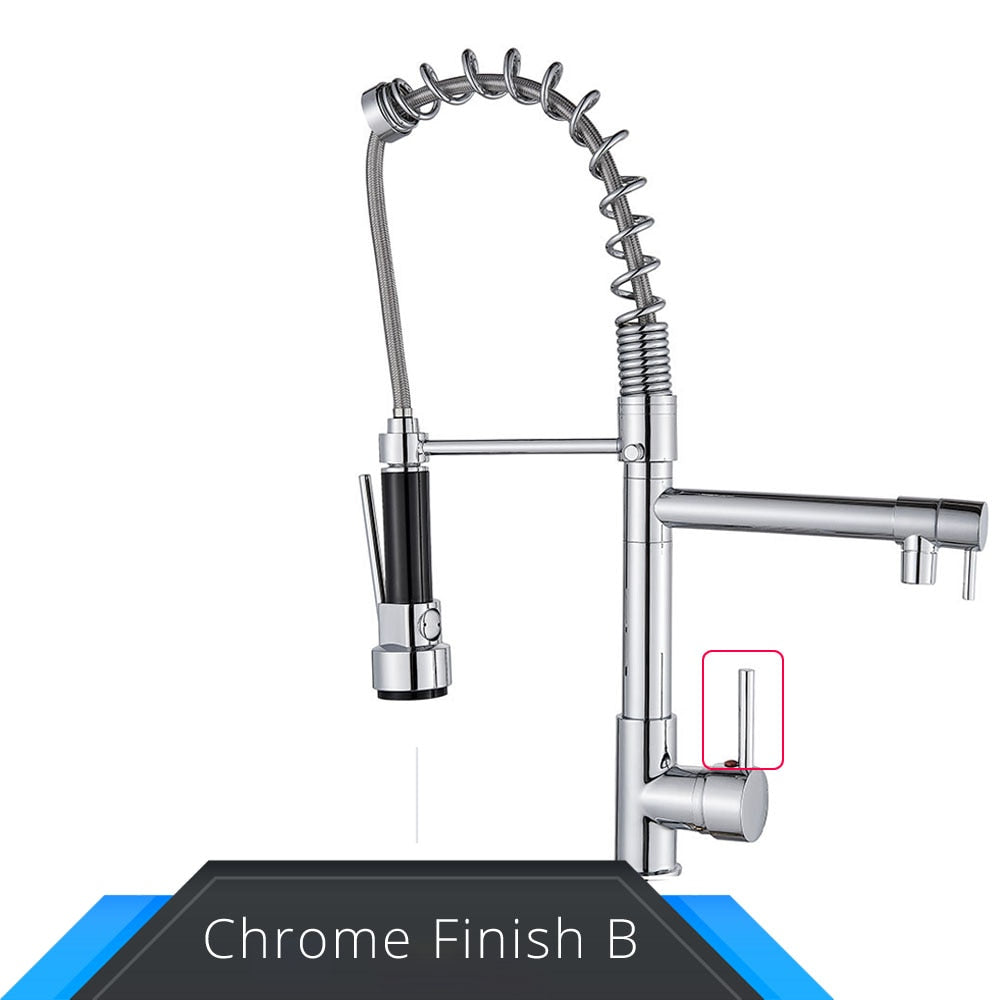 Nickel Finished Spring Kitchen Faucet