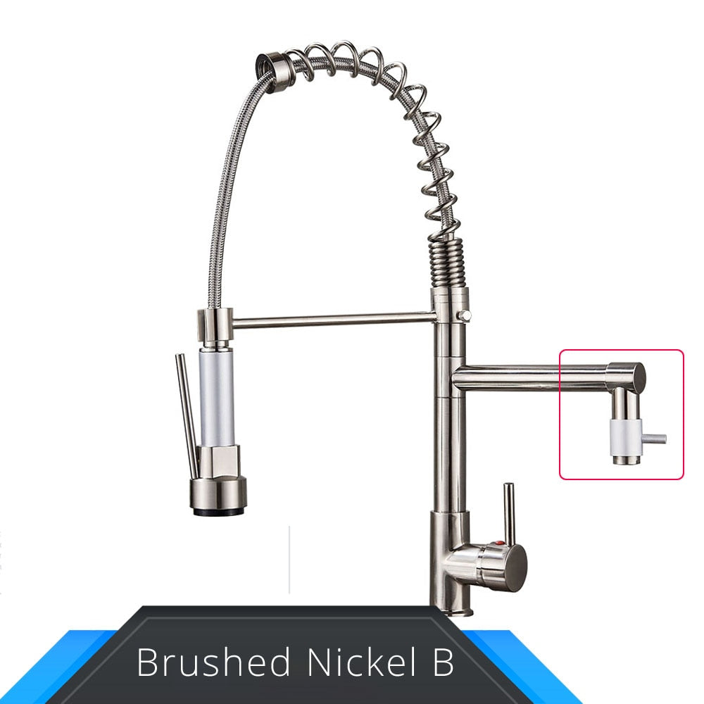 Nickel Finished Spring Kitchen Faucet