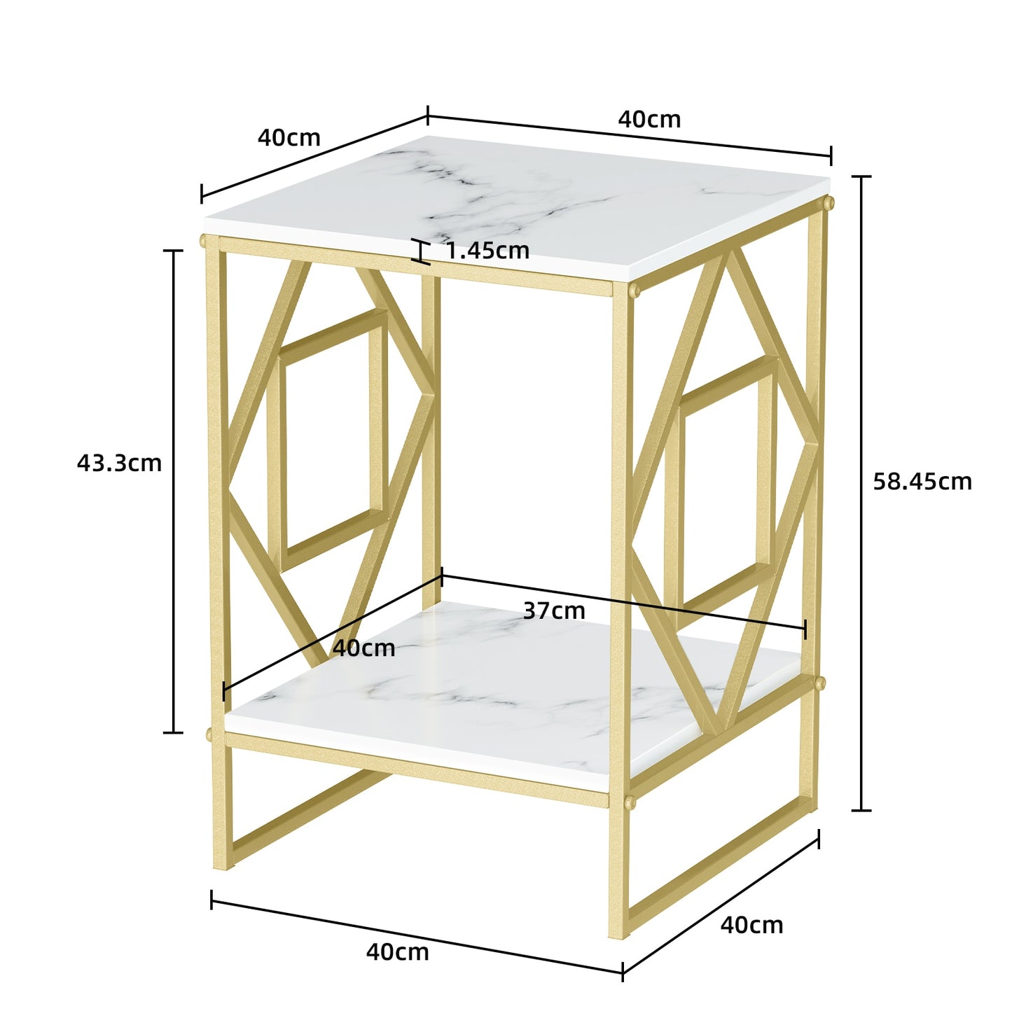 Marble Top Gold Frame End Table