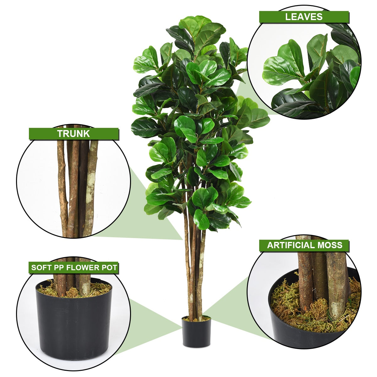 6 Feet Artificial Fiddle Leaf Fig Tree