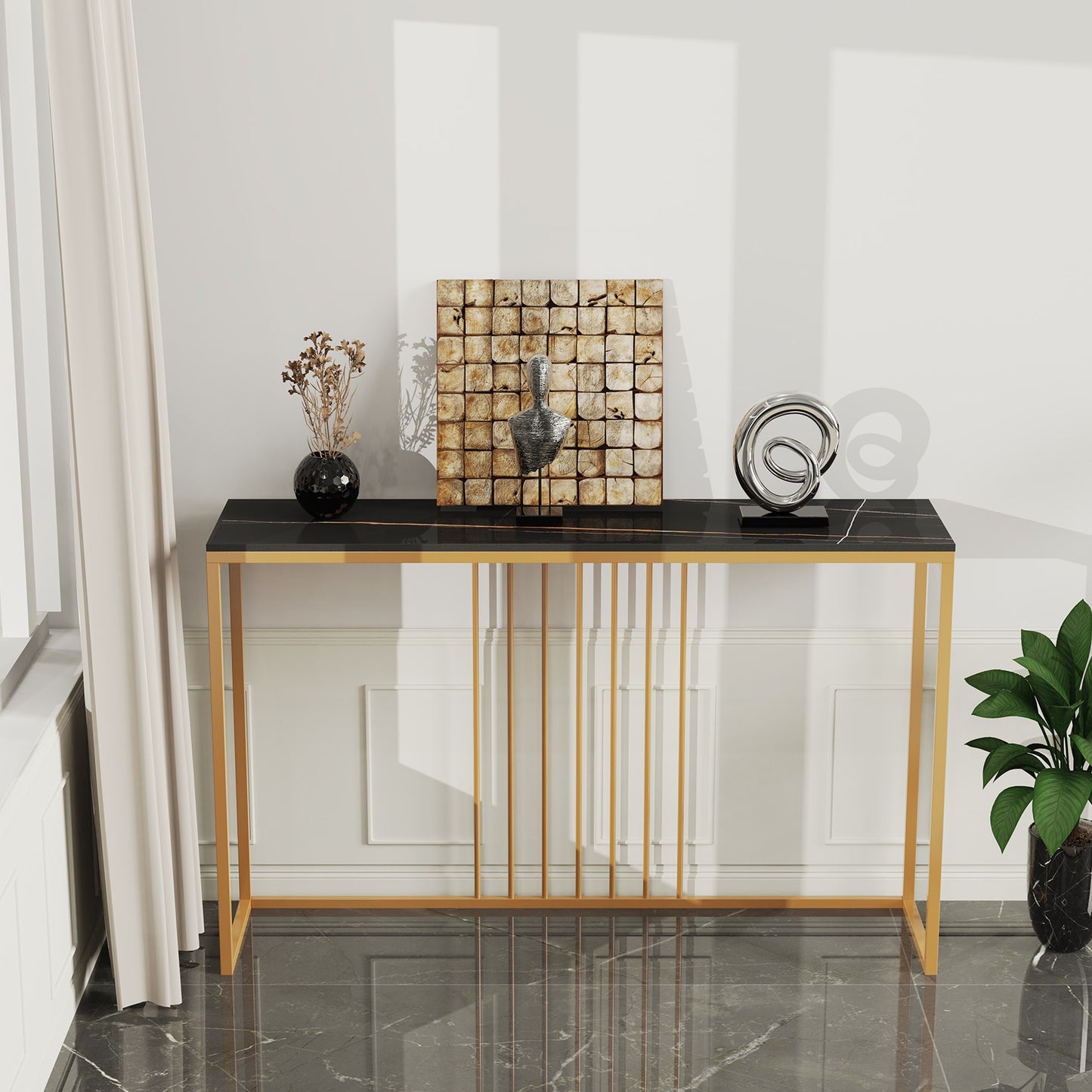 Elegant Stone Top Console Table